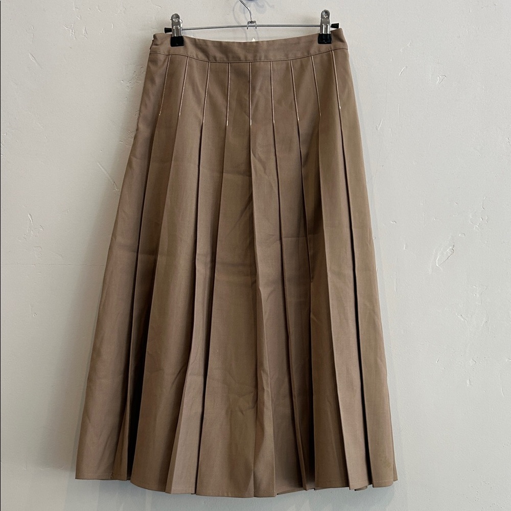 Elegant Tan Pleated Skirt